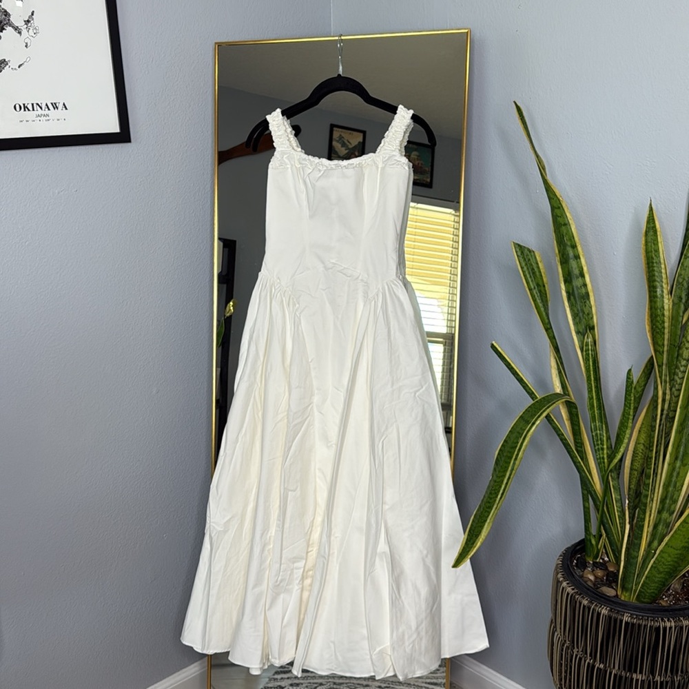 HOUSE OF CB 'Dorothy' White Cotton Midi Sundress NWOT - Picture 6 of 9